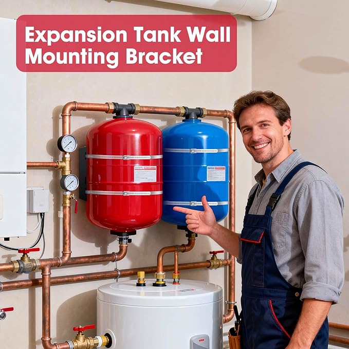 Expansion Tank Mounting Bracket with 2 Earthquake Straps - for 1 to 5 Gallon Thermal Expansion Tanks,Hot Water Heater Accessory to 13" Diameter Tanks & 5lb Propane Tanks (1 Set)