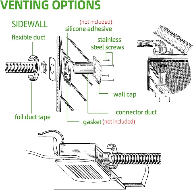 Dryer Vent Kit Through Wall with Hose/Duct Connector/Plate,4 Inch Stainless Steel Dryer Vent Hose Connector Wall Ducting Kit for Bathroom Exhaust Fans AC Ventilation,Ceiling Washer Air Circulation