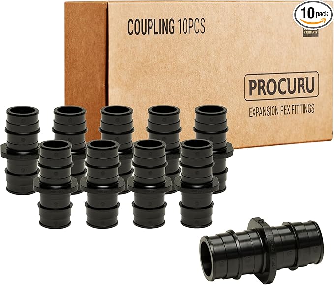 [10-Pack] PROCURU 1-Inch Coupling, Expansion PEX-A F1960 Plumbing Fitting, Certified Safe