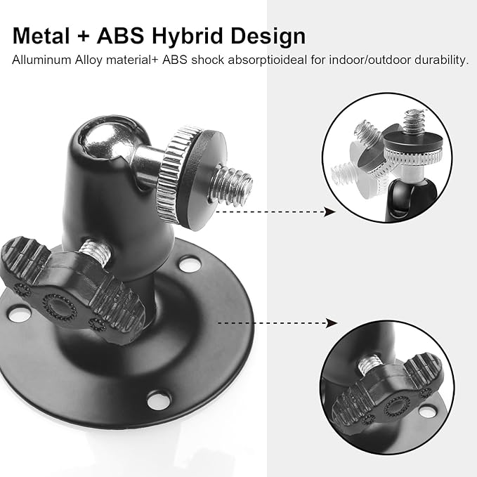 Camera Bracket Mount 5 Pcs Metal Outdoor Indoor Security Wall Mount for Oculus Rift Sensor Arlo, Arlo Pro, 360° 1/4" Screw Camera Wall Mounts CCTV Suvellicance System BNCUHF