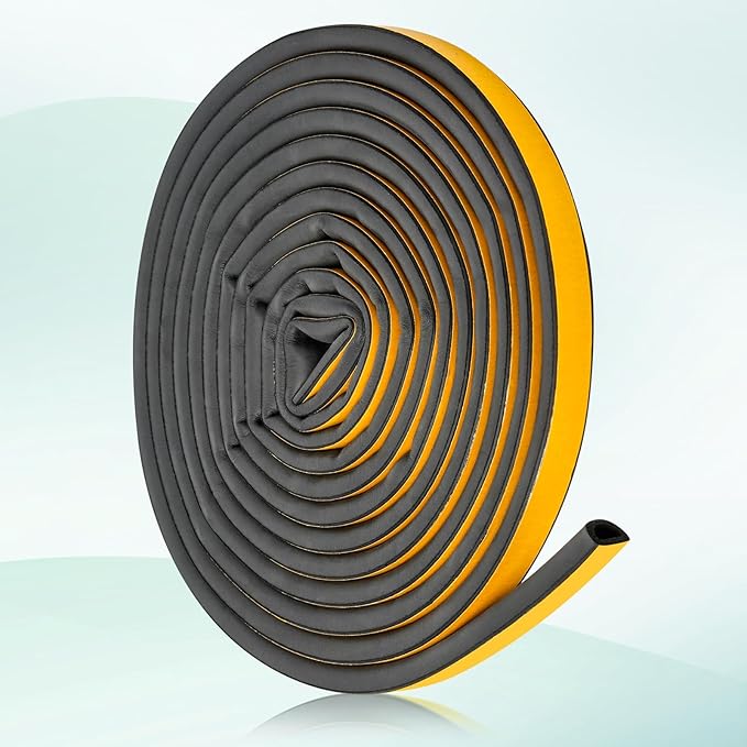 19.7Feet Rubber Weather Stripping Door Seal, Self-Adhesive Seals for Window Gap, Soundproofing, Insulation Strip, Door Sealers for Door Frame (Black)