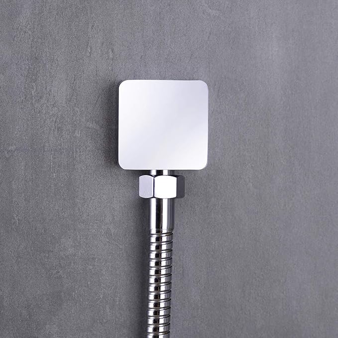 Brass Wall Supply Elbow, Nicmondo G 1/2” Square Shower Hose Connector, Drop Ell Wall-mounted Union Water Outlet for Handheld Shower Handshower, Chrome