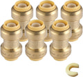 6Pack 1/2 Inch Pushfit Straight Coupling, PEX Brass Push-fit Coupling with Disconnect Clip, Push-to-Connect Plumbing Fittings for PEX, Copper, CPVC(PF003-6Pack)
