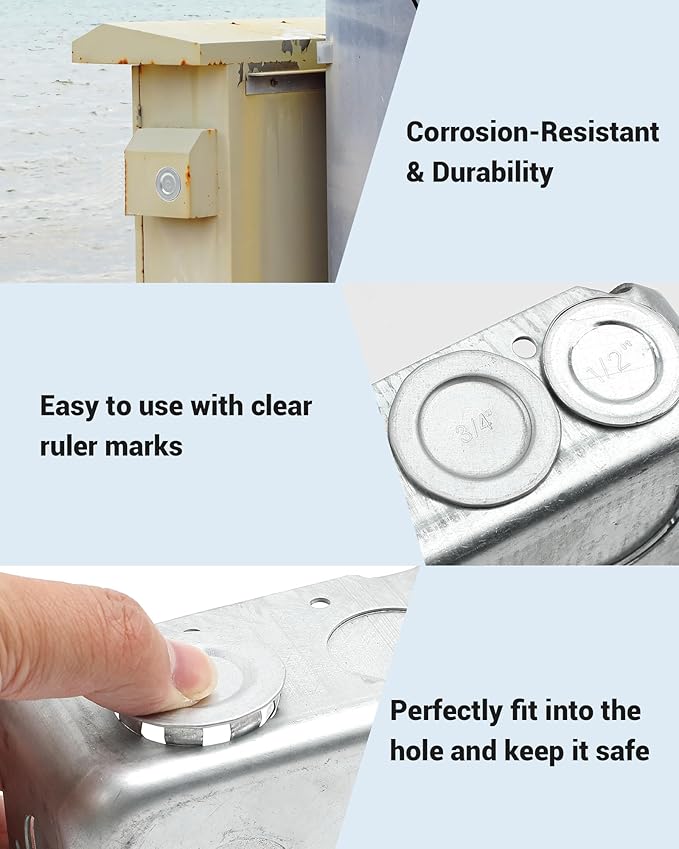 12 Pcs 1 inch Knockout Seal Electrical Box Knockout Plugs Removable Seals for Conduit Pipe Assorted Sizes to Suitable Unused Electrical Box Openings