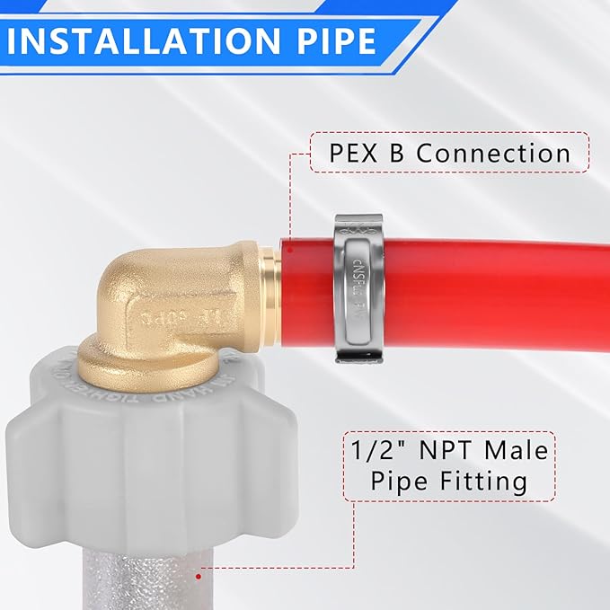 1/2" Pex × 1/2" Female NPT Swivel Elbow No-Lead Brass Crimp Fitting,PEX-B Compatible,10-Pack