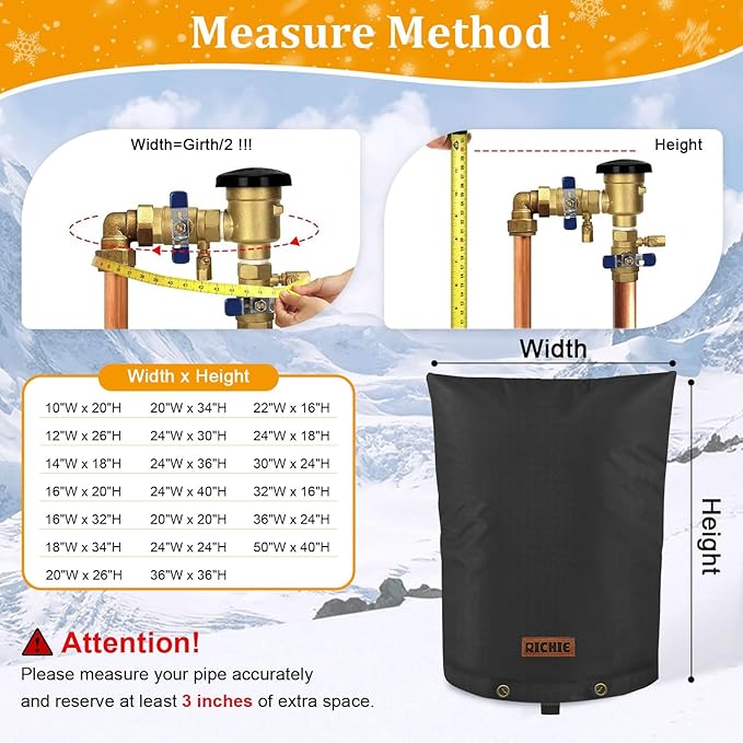 Backflow Preventer Cover (5°F) Heavy-Duty 5-Layer Insulated Enclosure, Freeze & All-Weather Protection for Outdoor Pipe, Irrigation Sprinkler Valve, Well Water Pump & PVB, 24" Wx30 H Black
