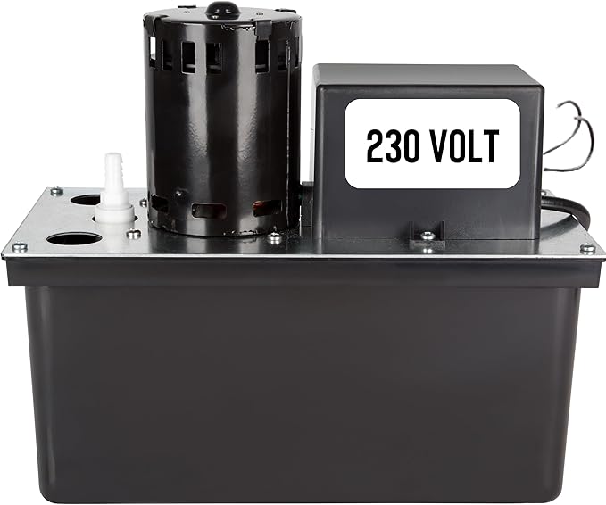 Little Giant VCL-24ULS 230 Volt, 1/18 HP, 270 GPH, Automatic Condensate Removal Pump with 1-Gallon Tank and Safety Switch, 6-Ft. Cord, Black, 553211
