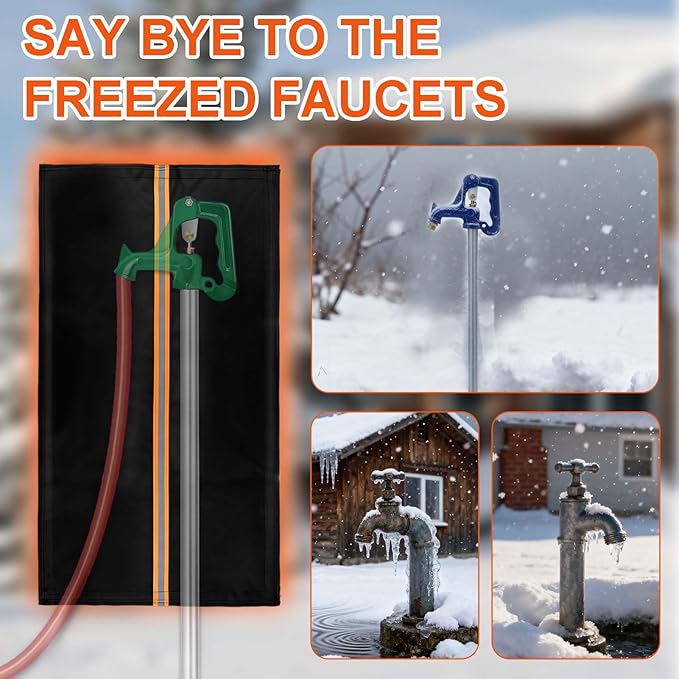 Outdoor Faucet Cover for RV Park & Yard Hydrant 25"x13" Waterproof Extended Spigot Insulated Water Faucet Cover Large Freeze and Heat Protector for Winter Outside Garden Lawn Backflow Sprinkler System