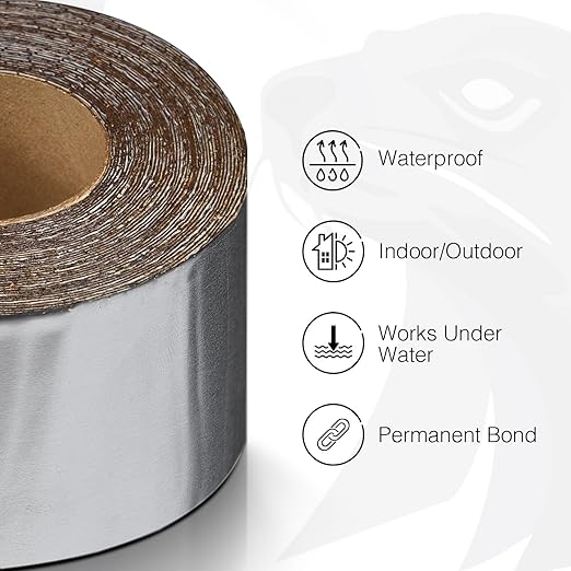 Silver RV Roof Sealant Tape, 4" x 10' Waterproof Repair Seal Tape – Extra Thick, UV-Resistant, Weatherproof Patch for Permanent Leak Sealing on RVs, Trailers, and Mobile Homes