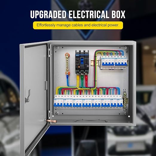 Outdoor Electrical Box, 16x16x6 Steel Junction Box, NEMA 4X Electrical Enclosure Box IP66 Waterproof & Dustproof, Universal Electrical Project Box with Lock & Mounting Plate