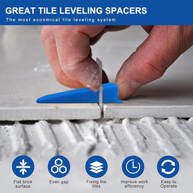 Tile Leveling System 1/16" Spacers Tile Leveler clips 2000pcs DIY Tile Leveling Spacers Tile Leveling System for Professional Ceramic and Stone Installation