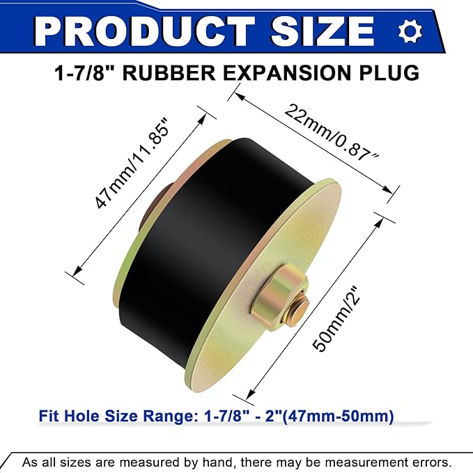 1-7/8" Rubber Expansion Freeze Plugs, 3PCS Automotive Engine Expandable Freeze Rubber Plugs Fit Hole: 1-7/8" to 2"(47 mm - 50 mm)