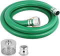 Heavy Duty 2" x 20' Green PVC Discharge Hose Pump Kit, Pool Suction Hose with Aluminum Camlock Fittings, Steel Round Strainer, Cam & Groove Adapter