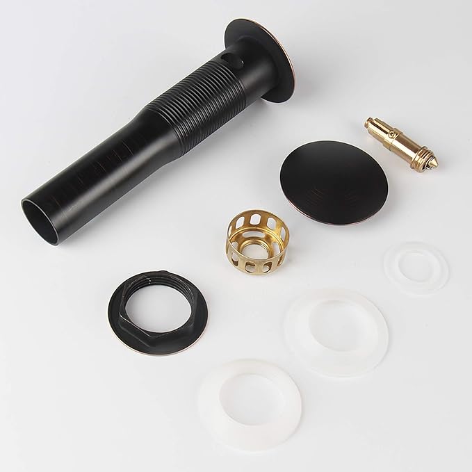 Oil Rubbed Bronze Pop Up Sink Drain, Vanity Bathroom Vessel Lavatory Faucet Detachable Basket Drain Stopper, ORB with Overflow