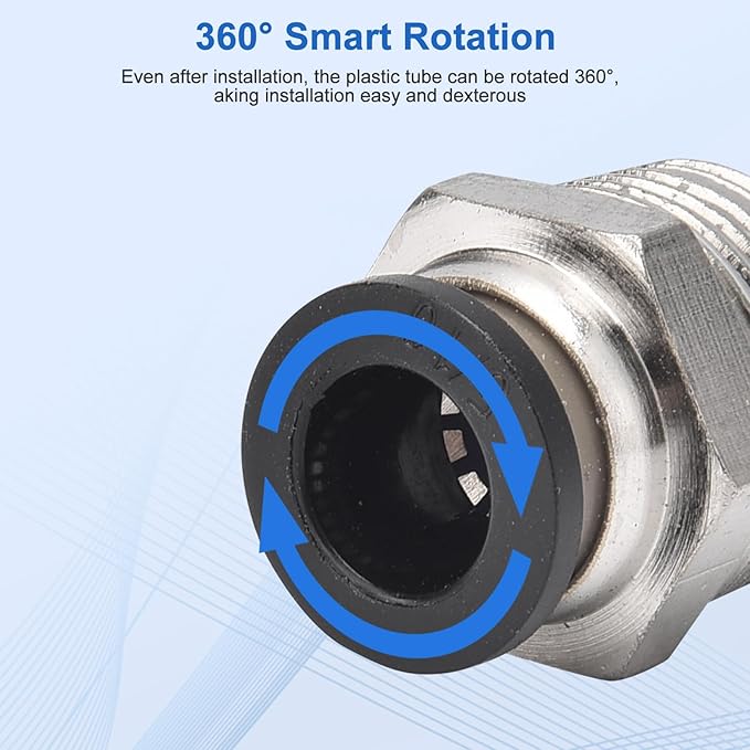 10 Pcs Push-to-Connect Fittings 5/16 Inch Tube OD x 3/8 Inch NPT Thread Pneumatic Male Straight Quick Connect Air line fittings