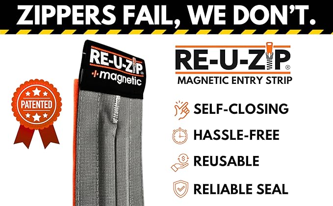 RE-U-ZIP® Heavy-Duty Ultra-Clear Magnetic Entry Strip Door Kit | Customizable 5 x 9 ft Cut-to-Size | 12 Mil FR Vinyl | Negative-Air Resistant and Reliable for Cleanrooms, Construction, Remodeling