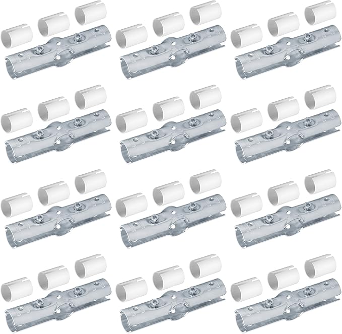 12 Sets 180 Degree Pipe Clamp Connector, Fits 1/2" EMT with PE Adapter Shims, Structural Conduit Fittings