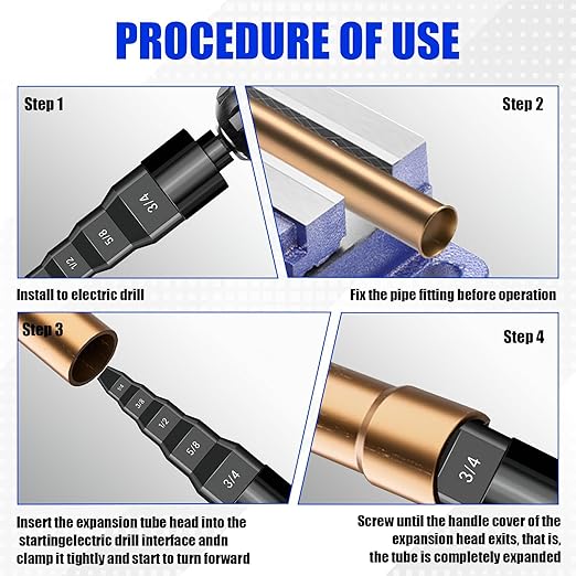 4 Sets HVAC Flaring Tools, Swaging Tube Repair 5 in 1 Air Conditioner Copper Pipe Expander Flaring Swaging Drill Set Copper Tubing Tool with 1/4", 3/8", 1/2", 5/8", 3/4" Bits, Black and Red