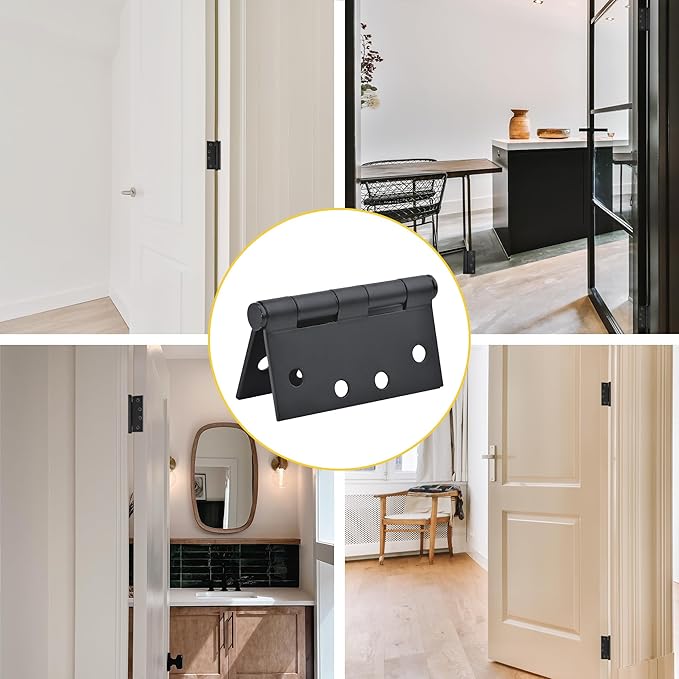 Matte Black Heavy Duty Door Hinge 4 X 4 Inch Commercial Hinges Square Corners Interior and Exterior Hardware for Doors Hinge 3 Pack
