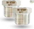 1/2" NPT Male to 3/8" NPT Female Hex Bushing Reducer, 304 Stainless Steel NPT Reducing Adapter Pipe Fitting, Heavy Duty Pipe Hex Bushing for Reducing Pipe (1/2” MNPT x 3/8” FNPT)