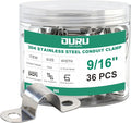 36pcs 9/16 Inch Conduit Clamp 304 Stainless Steel, Rigid Metal Pipe Clamp U Bracket, 2 Holes Pipe Strap for Automotive, Wire & Tube