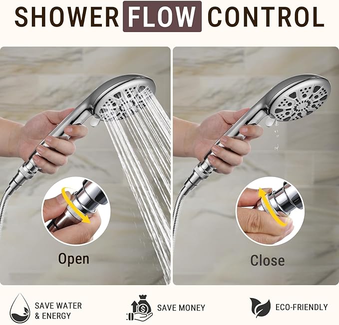 G-Promise All Metal Shower Head Shut Off Valve, G1/2" Shower Flow Control Valve for Handheld or Bidet Sprayer (Chrome)