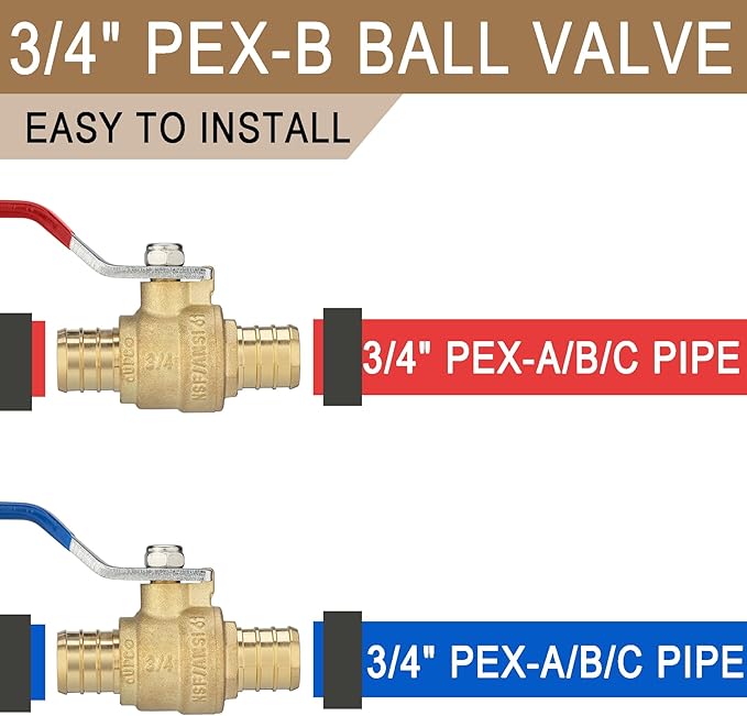 [4 Pieces] Lingmfg 3/4" PEX-B Crimp Ball Valve Shut Off Valve LING-BV1-3/4F1807-4