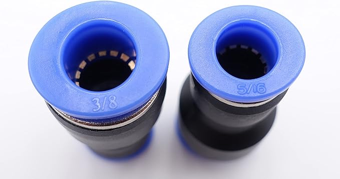 Push to Connect Fitting 3/8" Tube OD x 5/16" Tube OD Reducer, Pneumatic Air Water Straight Union Two Way Connector/Coupler (Pack of 5)