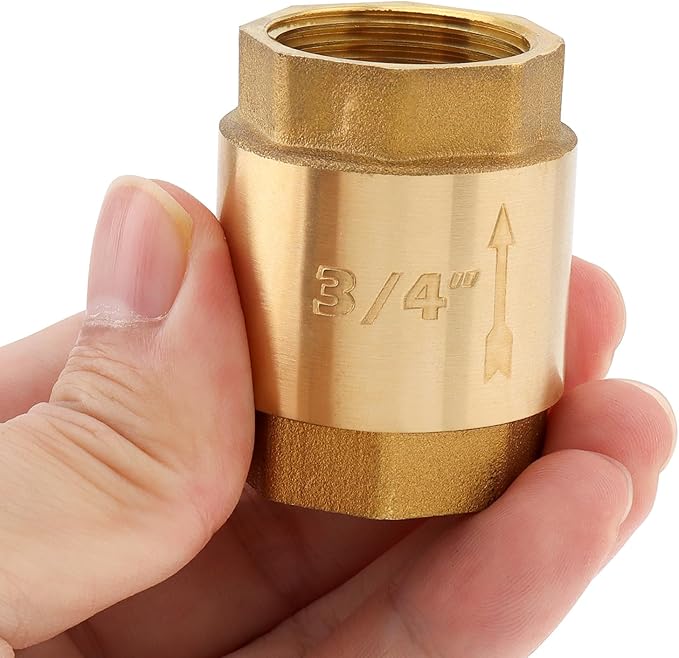 1 Inch Brass Check Valve, PNXKTXO One Way Spring Check Valves In-line Female Thread Horizontal Backflow Preventer for Well/Pump/Tank