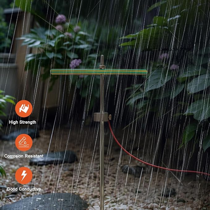 Copper Grounding Rod Kit - Ground Wires,Clamp,Wrench,T-Handle-Portable Ground Rod for Earthing,Ground Rod Clamp for Electric Fence,Grounding Mats, Sheets, Pillowcases, Blankets