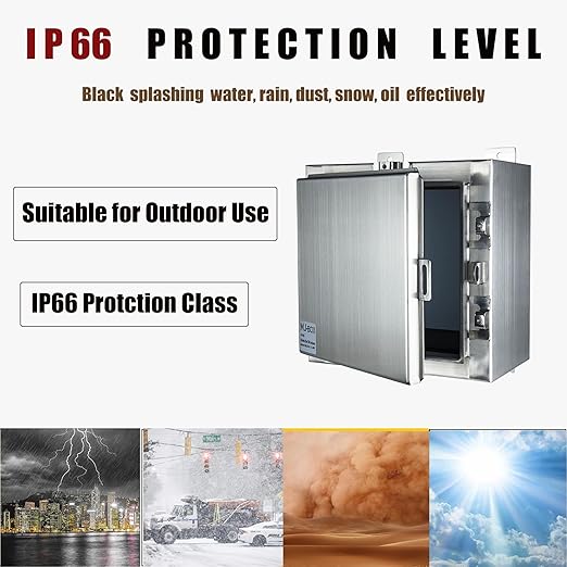 MJ-Box Steel Electrical Enclosure Box 12 x 12 x 8 304 Stainless Steel Explosion Proof Electrical Box IP66 Waterproof & Dustproof Outdoor/Indoor NEMA 4X Stainless Steel Enclosure