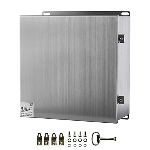 MJ-Box Steel Electrical Enclosure Box 12 x 12 x 6 304 Stainless Steel Explosion Proof Electrical Box IP66 Waterproof & Dustproof Outdoor/Indoor NEMA 4X Stainless Steel Enclosure