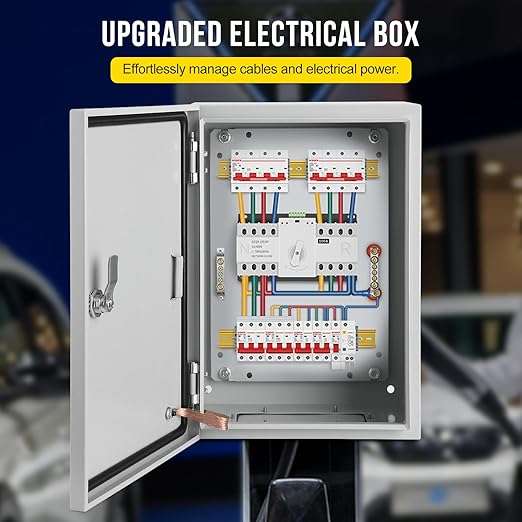 Outdoor Electrical Box, 20x12x10 Steel Junction Box, NEMA 4X Electrical Enclosure Box IP66 Waterproof & Dustproof, Universal Electrical Project Box with Lock & Mounting Plate