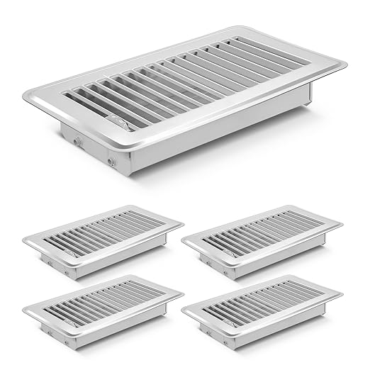 4Pcs Floor Vents Floor Registers 4x8 Inch, Heavy Duty Metal Hot Air Vent Covers 4x8 Inch with Rust-Proof Finish for Home Heater Floor Vent Grilles and Vents (4, White, 4x8 Inches)