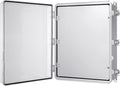 Junction Box, IP67 Waterproof Plastic Enclosure for Electrical Project, Hinged Transparent Cover, Includes Inner Door, Mounting Plate and Wall Bracket 510×410×200mm (20"×16.1"×7.9" TC-D)