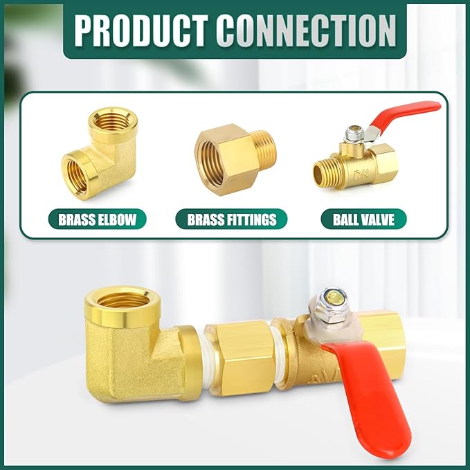 6PCS 1/4" Npt Female, 90 Degree Brass Pipe Fittings Barstock Street Elbow, 1/4" Npt Female x 1/4" Npt Female for oils, fuels, gases and liquids