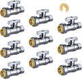 (10-Pack) Cyrret Push Fit Valve 1/2 inch Push × 3/8 Inch Compression No Lead Brass Straight Angle Stop Shut off Valve 1/4 Quarter Turn, Push-to-Connect PEX, Copper, CPVC (Disconnect Clip Included)