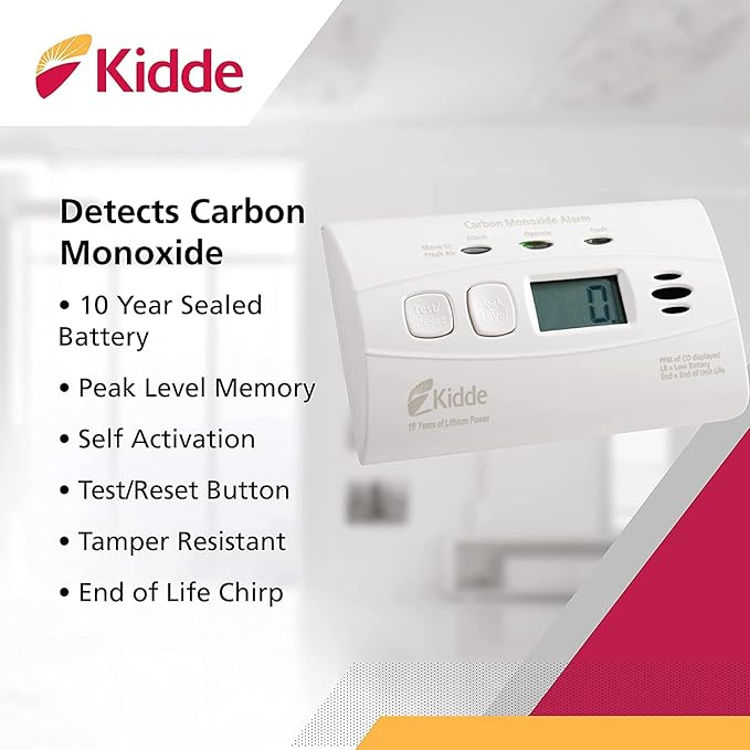 Kidde Carbon Monoxide Detector with Long-Life Lithium Battery, Digital Display, 3 LEDs, Pack of 2 & Nighthawk Carbon Monoxide Detector, AC-Plug-in with Battery Backup, Digital Display