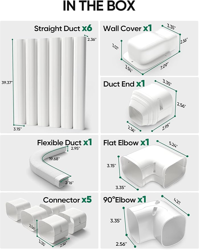 3" 22.5Ft Mini Split Line Set Cover, PVC Ductless Air Conditioner Decorative Pipe, Pump Covers, AC Line Cover Kit, for Outside Units Air Conditioners & Heat Pumps, All in One Set