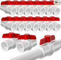 20PCS 1/2" PVC Ball Valves,Slip PVC Water Pipe Valve, Shut-Off Valve Socket with Easy Turn Red T-Handle,Water Shut Off Valves for Swimming Pool, Sprinkler Lines, Outdoor Plumbing & Irrigation System