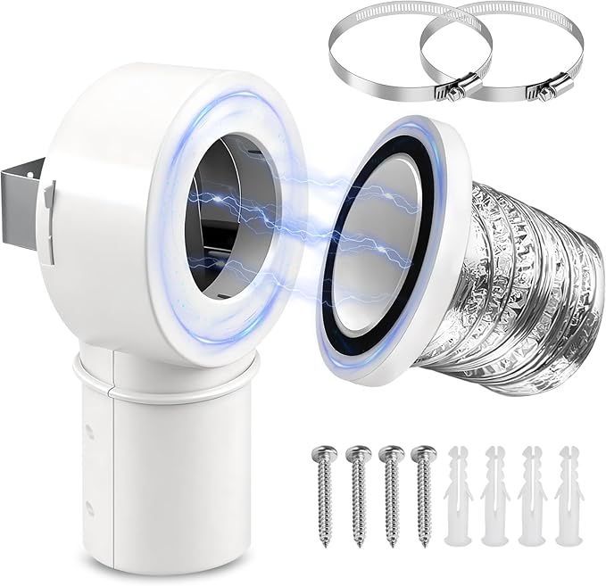 90°Magnetic Dryer Vent Coupling-Quick Connection and Disconnection Strong Magnet Self-Alignment Design Quick-Installation Dryer Magnetic Vent Connector Dryer Vent Connector Kit（White）