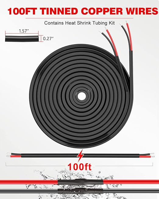 NAOEVO 18 Gauge Wire 2 Conductor Electrical Wire, 18 AWG Stranded PVC Cord, 12V Low Voltage/Tinned Copper/Flexible Cable for Automotive Wiring, Lamp Cord, Marine Cable (100FT)