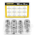 108Pcs 304 Stainless Steel Flat Washers, Fender Washers Assortment Kit 12 Sizes (M3-M12) Metal Washers for Screws Bolts Large and Small Hardware for Various Home Industrial Automotive