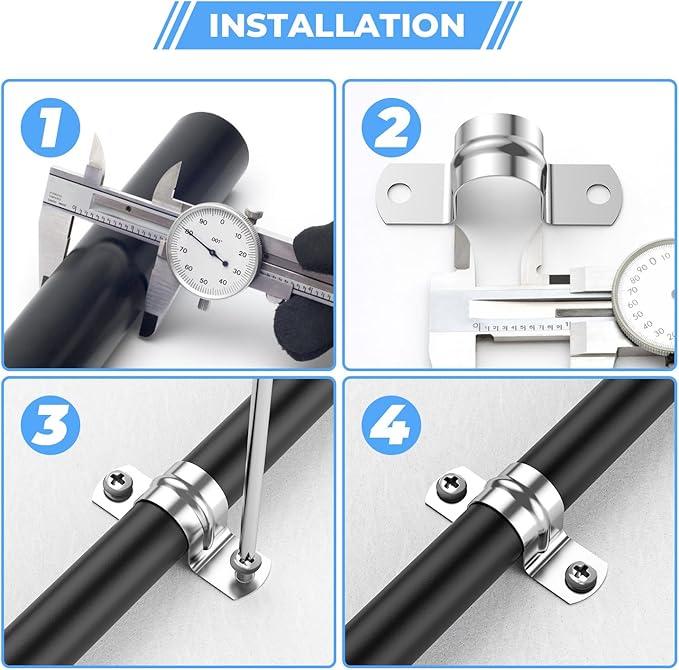 24Pcs 1 3/8 Inch (35mm) 304 Stainless Steel Conduit Clamps, U-Tube Strap Pipe Clamp 2 Hole Strap U Bracket Rigid Pipe Metal Conduit Strap Tension Clips U-tube Clamp