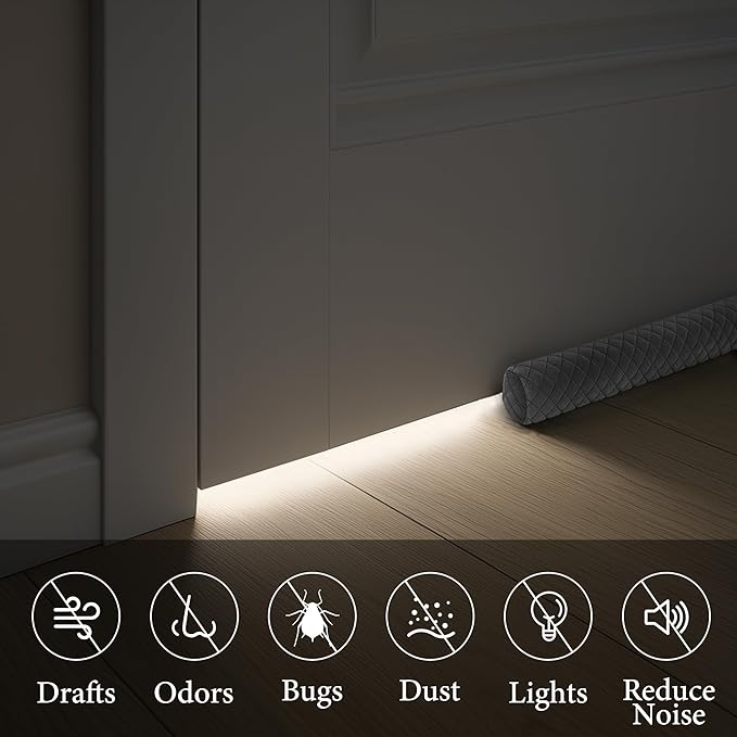 Door Draft Stopper – Premium Velour Under Door Gap Filler & Noise Blocker | Insert-Design Draft Stopper for Bottom of Door (30") | Blocks Cold, Noise, Dust – Easy Install