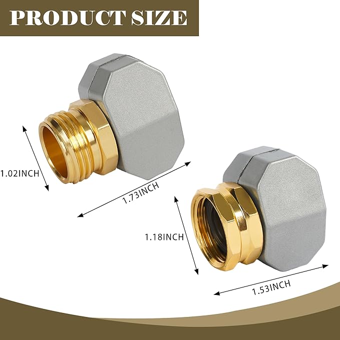 Garden Hose Repair Kit, 5 Sets Aluminum Alloy Garden Hose End Mender Kit with Zinc Clamp, Male and Female Repair Connector Fittings Fit 3/4 Inch and 5/8 Inch