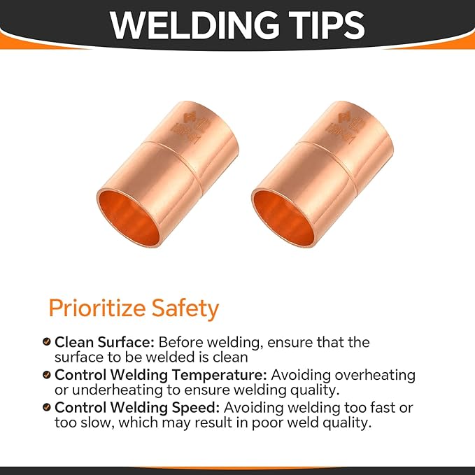 100-Pack HeSun Copper Fittings, 1/2-Inch Copper Coupling with Rolled Stop, C x C with Sweat Solder Connection(COPPER001-100)