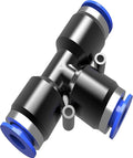 Utah Pneumatic Push-To-Connect Air Line Tube Fittings 4mm Or 5/32" Tee Air Line Union Quick Connect Fittings (10 Pack)
