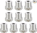 METALLIXITY 10PCS 1/2" Male NPT x 1/8" FeMale NPT Thread 304 Stainless Steel Hex Bushing Extension Tube Adapters Convert for Water Tub Spout/Shower