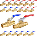 20-Pack Foskan 1" Brass PEX-A Full Port Ball Valve, Quarter Turn Shut-off Valve for PEX-A Tubing(Blue and Red)